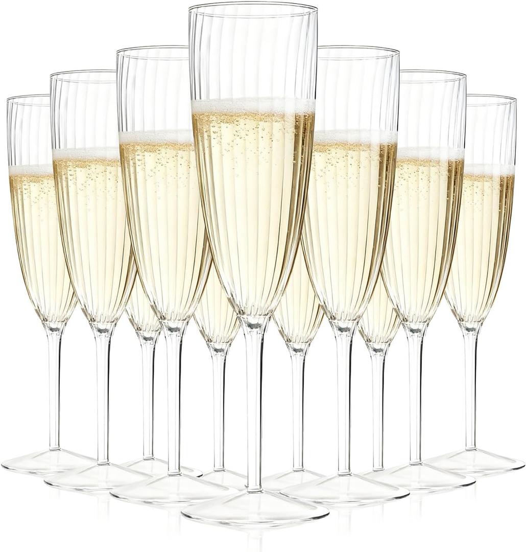 12Pcs Plastic Champagne Flutes,6 Oz Clear Champagne Glasses, Disposable Wine Glasses for Party Wedding Banquet Family Holiday Picnic Cocktail Mimosa Bars Engagements Thanksgiving Christmas Toasting