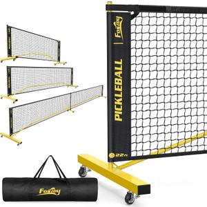 Pickleball Set Net with Wheels, Portable 3in1 Pickle Ball Net with Carry Bag- 3 Size Options, Designed for All Weather Conditions, Steady Metal Frame & Take Down for Practice & Games, 6ft/11ft/22ft