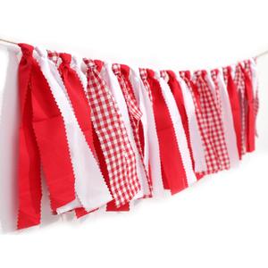 Red And White Gingham Banner/Garland - Red Gingham Banner For Baby Shower,First Birthday High Chair Bunting For Boy,Wall Hanging, Nursery Decor (Red)