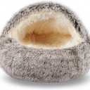 Cat Beds for Indoor Cats,Cat Cave for Puppy and Kitty,Calming Small Dog Bed for Small Dogs with Cover Cave,Cozy Warming Fluffy Washable Anti-Slip Pet Sleeping Bag (20 * 20inch,Khaki)