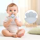 MCGMITT Baby Teething Toys for 3-6 Months, Easy Grasp Silicone Baby Rattles 0-6-12 Months, BPA-Free Food Grade Montessori Sensory Toys, Soft Newborn Infant Teether for Teething Relief, Blue