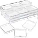 SATINIOR 24 Packs Small Clear Plastic Beads Storage Containers Box with Hinged Lid for Storage of Small Items, Crafts, Jewelry, Hardware (2.76 x 2.76 x 0.67 Inches)