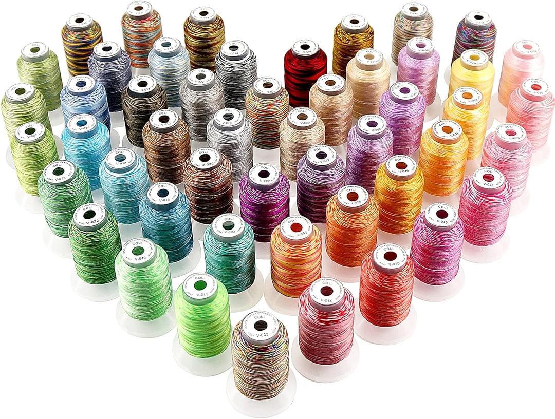 New brothread 50 Colors Variegated Polyester Embroidery Machine Thread Kit 500M (550Y) Compatible with Brother Janome Babylock Singer Pfaff Bernina Husqvaran Embroidery and Sewing Machines