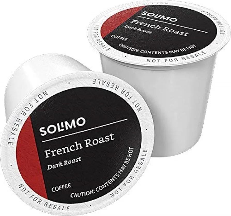 Amazon Brand - Solimo Dark Roast Coffee Pods, French Roast, Compatible with Keurig 2.0 K-Cup Brewers, 100 Count BB: 07/07/2026