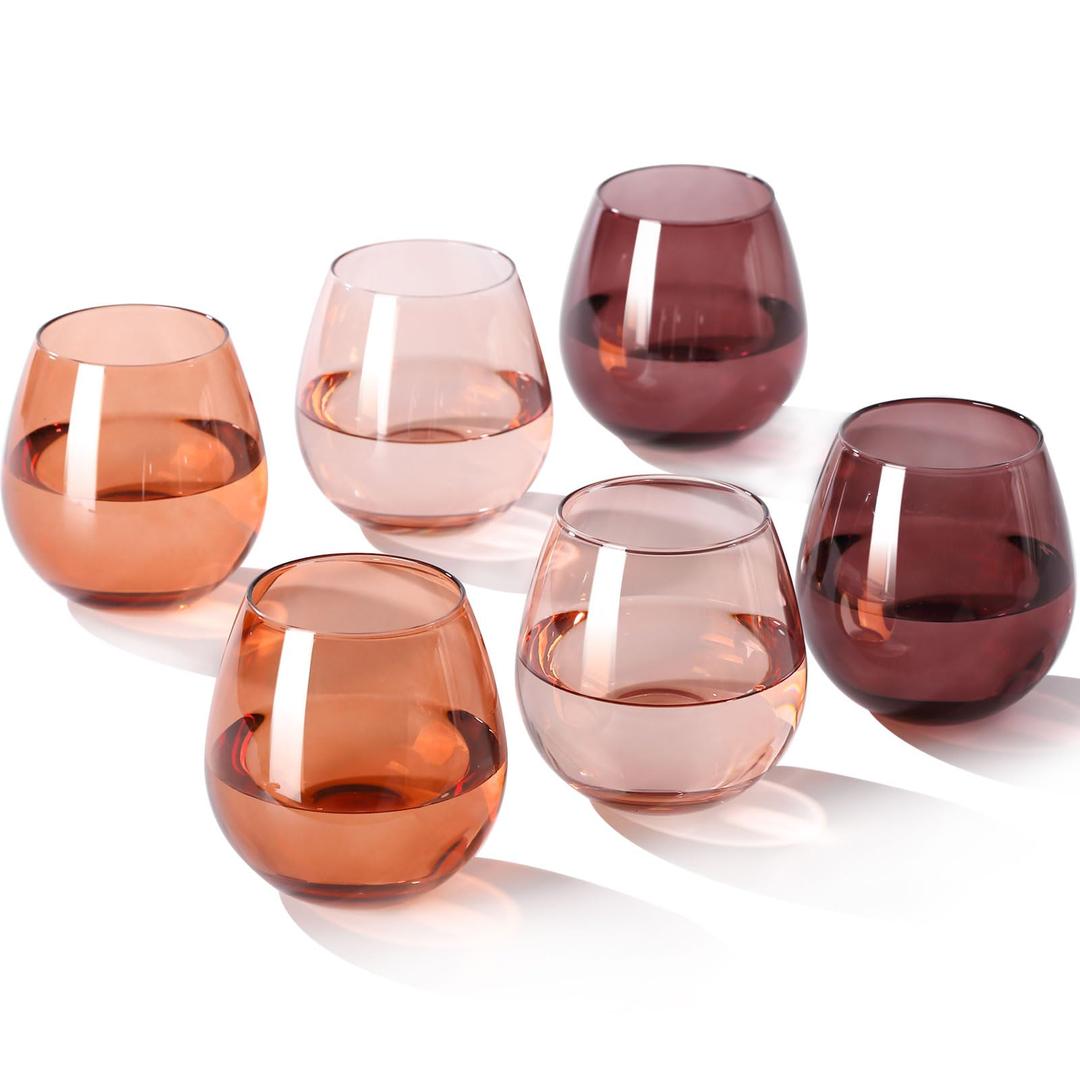 Venus Stemless Wine Glasses Set of 5 oz -Modern Hand-Blown Wine Glasses, European Design Crystal Glass For Red & White Wine, Unique Gifts for Wedding, Birthday (Venus)