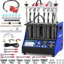 V311 GDI Fuel Injector Cleaner Machine Gasoline Fuel System Injection Cleaning Tester 6-Cylinder Test for EFI/FSI Injectors, Heated Ultrasonic Cleaner Kit with 7 Core Functions for Motorcycle Vehicle