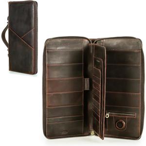 CONTACTS Family Passport Holder for 10 Full Grain Leather Compatible with Airtag Passport Holder for Family Travel Document Organizer Multiple Rfid Blocking Passport Wallet