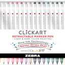 Zebra Pen ClickArt Retractable Marker Pen, Fine Point, 0.6mm, Assorted Light & Dark Ink Colors, 24-Pack, 69824