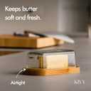 KIVY Butter Dish (White Marble & Glass) - For countertop and refrigerator door shelf - Marble butter keeper - Stone butter dish with lid - Dishwasher Safe
