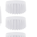 sancua 3 Pack Round Tablecloth 120 Inch White, Stain and Wrinkle Resistant Table Cloth - Washable Polyester Table Cover for Dining Tables, Buffet Parties and Camping