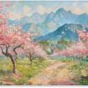 Stupell Industries Cherry Blossom Mountains Canvas Wall Art Design by LSR Design Studio, 40 x 30