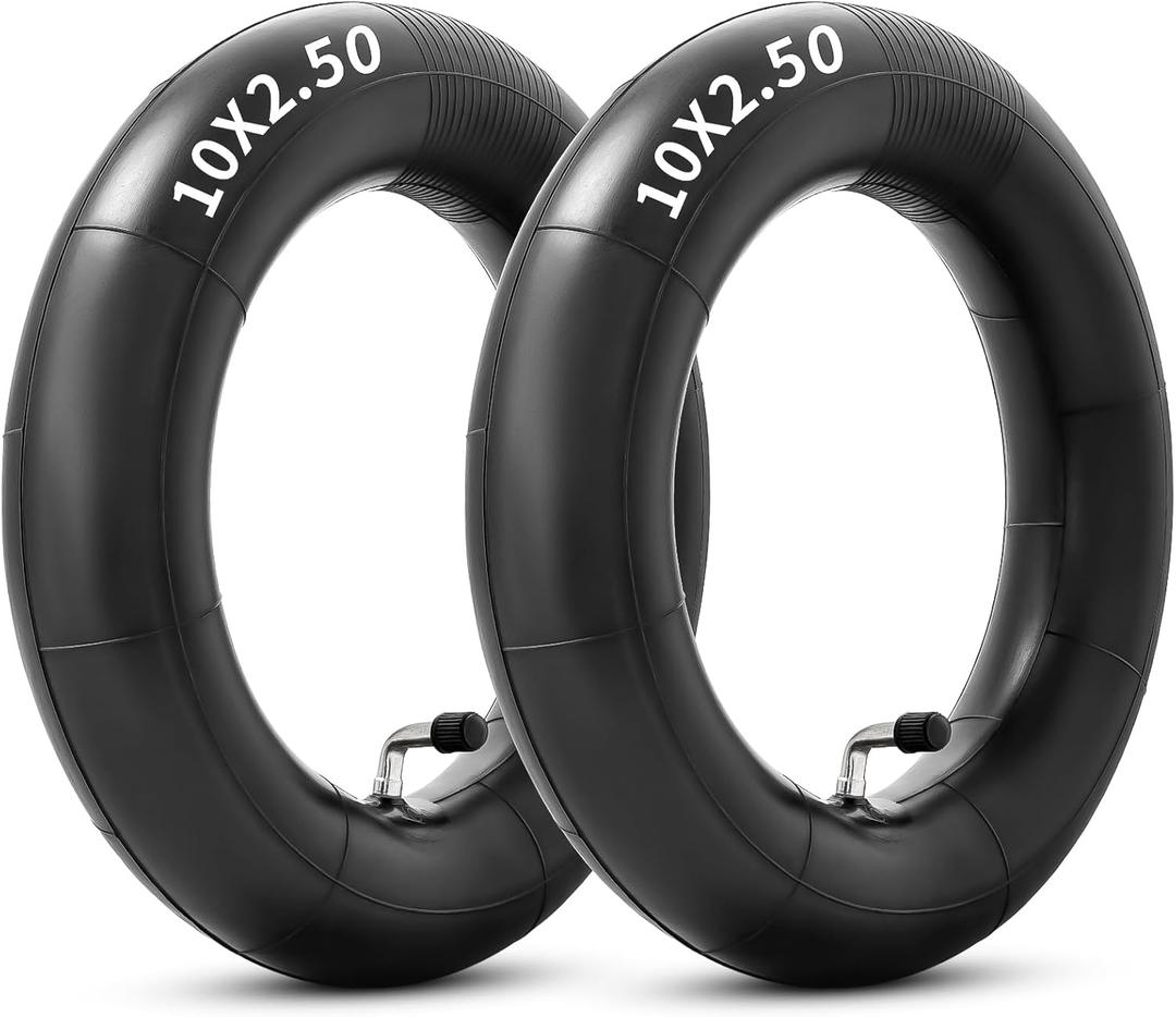 Heavy Duty 10x2.50 Thicker 40% Butyl Inner Tube with CR202 90 Bent Valve Stem, 10 Inch Smart Self Balancing Electric Scooter Tire Tube Fit for 36v 48v 400w 500w 800w Hub Motor (Pack of 2)
