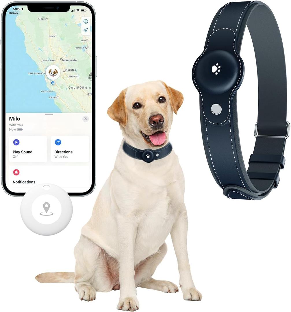 2in1 GPS Tracker for Dogs: Smart Pet Collar with RealTime Tracking,No Monthly Fee/Subscription (iOS Only) Waterproof, AntiLost,365Day Long Battery Life GPS Tracker Dog Collar(Tracker Included)