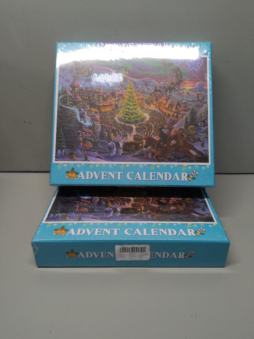 Christmas Village Advent Calendar Puzzles for Adults 1000 Pieces Winter Beautiful Scenic, Christmas Advent Countdown Jigsaw Puzzles, Xmas Holiday Tree Nutcracker Snowman Puzzle 2 Boxes