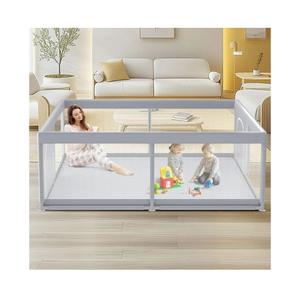 Baby Playpen, 79 x 79 Inch Play Pen, Playpen for Babies and Toddlers, Baby Playard for Indoor & Outdoor Active Center Game Fence, with Skin-Friendly Fabric and Soft Breathable Mesh Grey