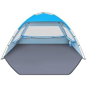Gorich Beach Tent Sun Shelter for 3/ 4/ 6/ 8/ 10 Person with UPF 50＋ UV Protection, Lightweight & Easy Setup Beach Shade Canopy, Portable Beach Shade Tent Beach Cabana