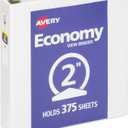 Avery Standard View 3 Ring Binder, 2" Round Rings, 375-Sheet Capacity, 2.8 Inch Wide Spine, 1 White Binder, Ideal for Lightweight Organization and Occasional Referencing (05731)