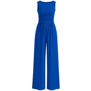 PRETTYGARDEN One Piece Jumpsuits for Women Dressy Casual Sleeveless Crewneck Wide Leg Rompers Jumpers Vacation Summer Outfits, M