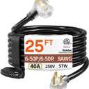 25FT 40 Amp 8 Gauge 3 Prong Welder Extension Cord, NEMA 6-50P to NEMA 6-50R, Heavy Duty 250V Welding Extension Cable with LED Indicatorfor Lincoln, Plasma, Miller, STW, ETL Listed