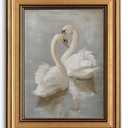 Gold Framed Wall Art Vintage White Swan Canvas Art Farmhouse Animals Picture Wall Decor Antique Prints Rustic Paintings Country Artwork for Bedroom Bathroom Living Room 8x10 Inch