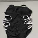 OYOANGLE Women's Maternity One Piece Swimsuits Cut Out Spaghetti Strap Pregnancy Bathing Suits Swimwear (Large, Black and White)