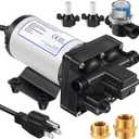 Water Pressure Booster Pump 110v 5.5 GPM 70 PSI, Self Priming Industrial Water Pump with Power Plug, Pipe Fittings Brass Connector Strainer Filter for Kitchen Bathroom Rv Marine Caravan Garden(Black)