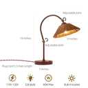 NUSRAN Woven Rattan Table Lamp, Boho Plug in Handmade Rattan Shade & Anti-Rust Iron Base Desk Lamp, Plug & Play Vintage Dark Brown Bedside Lamp for Living Room, Office, Bedroom 【Bulb Included】