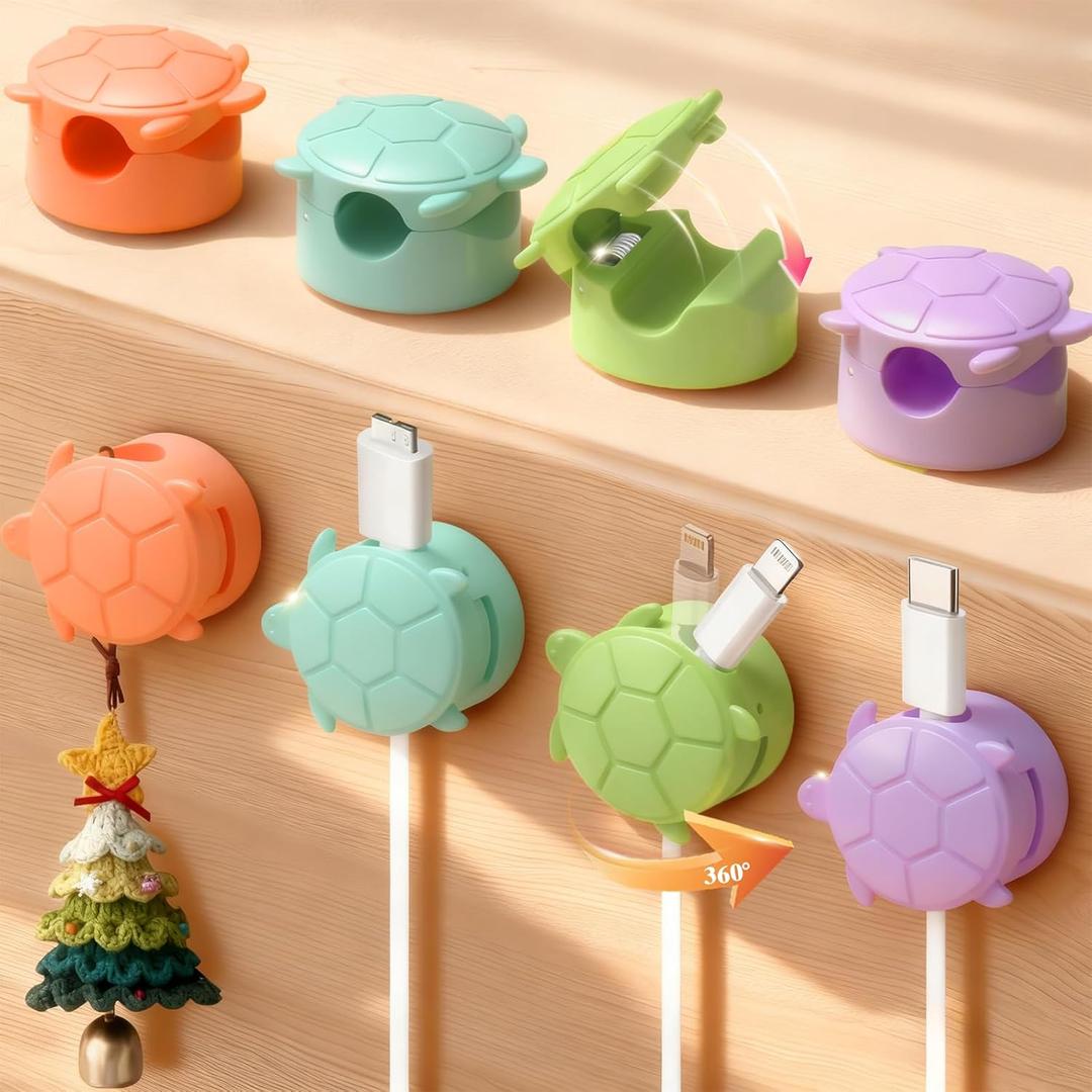 8 Pack Rotatable Cable Clips, Cord Organizer Spring Clip Cord Holder for Nightstand Cable Holders for Cords Charging Cable Organizers Cable Management for Desk Office Car Wall (Multicolor)