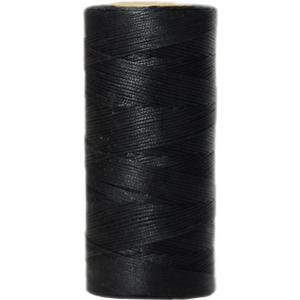 100% Polyester Flat Waxed Threads, 150D/0.8mm, 270Yards/247m. All-Purpose Threads Hand Sewing Leather Projects and Crafts. (Black)