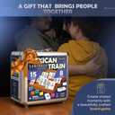 Queensell Mexican Train Dominoes Set Double 15 with Numbers - Dominoes Set for Adults and Family 136 Tiles, 9 Trains, Wooden Hub, 8 Tile Holders, Aluminum Case (D15 Numbers + 8 Holders)