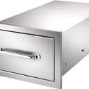 Ryan 14x8.5x23 Inch Outdoor Stainless Kitchen Drawers, 1-Tier Stainless Steel BBQ Drawers, Single Access with Handle for BBQ Island