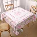 Oudain Chinoiserie Mahjong Tablecloth Florals Card Table Cloth 55x 55 Inch Square Tablecloth Game Table Cover With Game Rules for Mahjong Beginners, Card, Board Tile Games (Pink and Green)