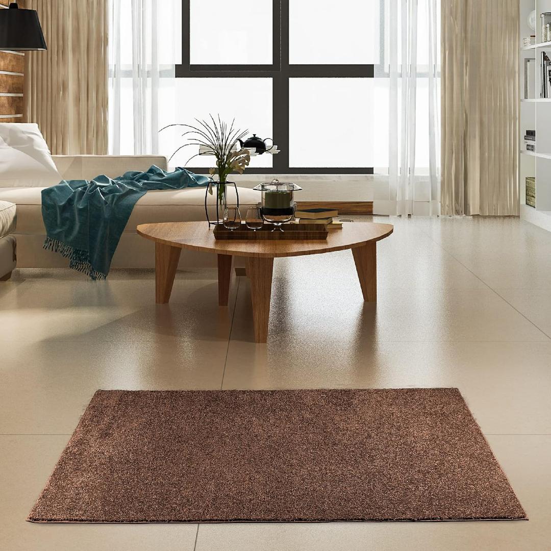 Furnish my Place Modern Plush Solid Brown Color Rug, Indoor/Outdoor Mat, Area Rugs Great for Kids, Pets, Event, Living Room, Made in USA, 2' x 3' Rectangle - Set of 3
