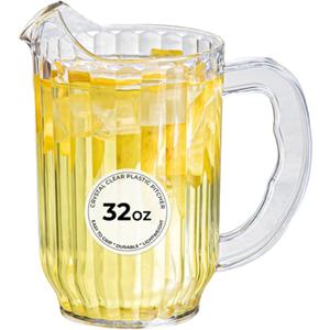 Restaurantware-RW Base 32 Ounce Mini Beer Pitcher, 1 Durable Restaurant Pitcher - Hard Plastic, Serve Soda, Lemonade, Juice, Or Sangria, Clear Plastic Water Glass, For Bars, Parties, Or Homes,