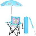 Kids Beach Chair with Umbrella Child Folding Chair Umbrella with Universal Clamp for Children Beach Camping Patio Garden Outdoor Lawn Pool Travel Indoor
