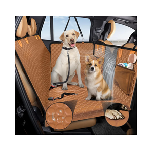 Back Seat Extender for Dogs,Leather Dog Car Seat Cover for Back Seat Hard Bottom Holds 400lbs,100% Waterproof Dog Car Hammock, Sturdy Pet Seat Protector for Car, SUV,Small Truck(Brown)
