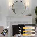 Battery Operated Wall Sconces Set of Two,Wireless Rechargeable Wall Light With Remote Control, Dimmable, Amber Light/Warm White/Natural White/Daylight/RGB,Timer,for Living Room,Bedroom,Entryway,Chrome