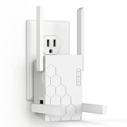 WiFi Extender Signal Booster Dual Band 5.8GHz&2.4GHz, WiFi Booster for Home Covers Up to 10200 Sq.ft and 45 Devices, Wireless Signal Amplifier 1200Mbps WiFi Repeater w/Ethernet Port, 1-Tap Setup