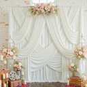 6 Panels 5x12ft Ivory Backdrop Curtains for Parties, Wrinkle Free Polyester Ivory Photo Backdrop Drapes 12 ft Long Back Drop Cloth for Wedding Birthday Photography Background Party