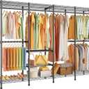 ULIFHOME H41 Garment Rack Heavy Duty Clothes Rack, Clothing Racks for Hanging Clothes, Extra Large Freestanding Portable Closet Wardrobe Rack 78.5'' W 15.8'' D 76.4'' H, Max Load 1150 Lbs, Black