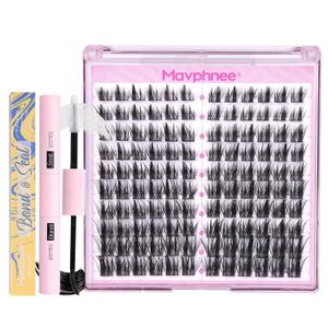 Manga Lash Clusters Kit Wispy Cluster Lashes Kit Spiky Eyelash Clusters with Lash Bond and Seal DIY Lash Extension Kit Anime Cluster Eyelash Extensions Kit