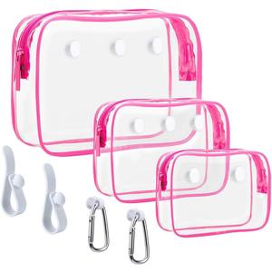 3 Packs Clear Bogg Beach Tote Bag with 2 Pack Insert Hooks Accessories for Bogg Bags Travel Makeup Clean Toiletry Brush Organizer Cosmetic Divider Storage Inner Pouch