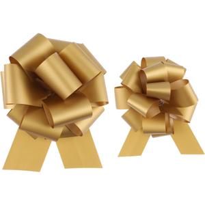 40 Pieces 6 Inches and 5 Inches Pull Bow Wrapping Pull Bow Ribbon Pull Bows for Wedding Baskets,Diameter Gift Bows, Large Bows for Presents. (Gold)