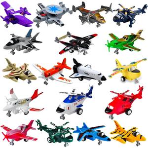 Liberty Imports Pull Back Airplanes Toys Vehicle Playset, Variety Pack of Helicopters, Stealth Bombers, Fighter Jets, Aircraft, Planes for Kids Toddlers Party Favors (18 Pack)