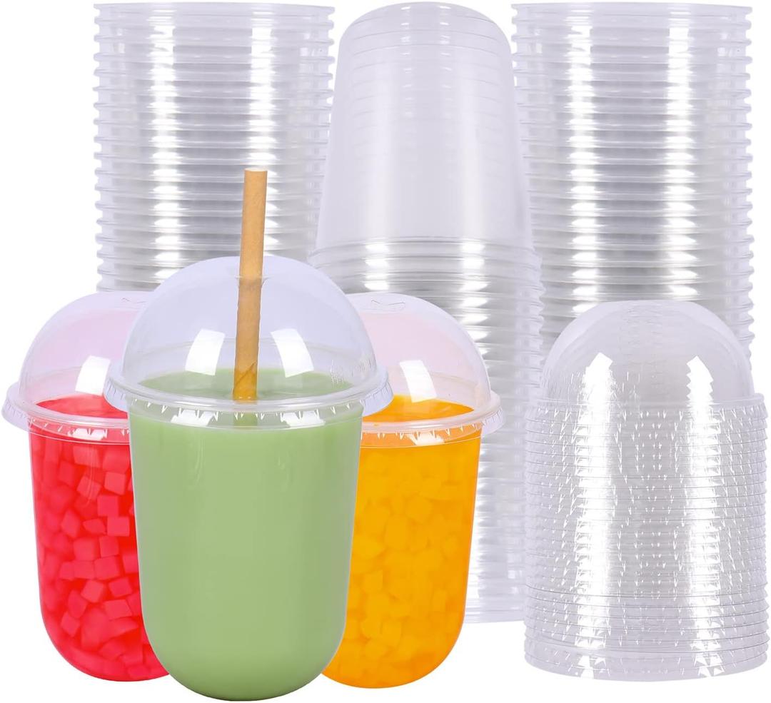 17 oz Disposable Clear Plastic Cups With Dome Lids Perfect for Cold Drinks Coffee Smoothie Dessert Cups BPA Free 50 Pack