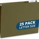 Blue Summit Supplies 25 Hanging File Folders, Reinforced Hanging Folders, Standard File Folders for Filing Cabinet, Letter Size, Green, 25 Pack