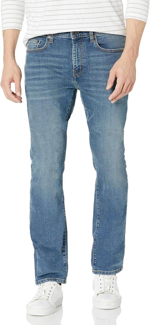 Amazon Essentials Mens Jeans, Slim Fit Stretch, Bootcut - Discontinued Colors (Blue) 34Wx32L