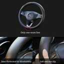 Black Genuine Leather Car Steering Wheel Cover Men Women,Cowhide Wheel Cover,Soft,Breathable,Anti-Slip,Luxury Steering Wheel Cover,Universal Standard Size 14.5-15 inch(M)