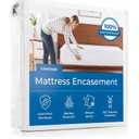 Linenspa Zippered Mattress Encasement – Queen Size Waterproof Mattress Protector – Quiet Cover & Complete protection – Dorm Room Essentials, White