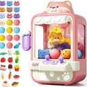 Jovow Claw Machine for Kids, Mini Vending Machine with Music, Prize Dispenser Toys for Girls and Boys, Electronic Claw Game Machine for Party Birthdays, Includes 35 Mini Toys (Small)